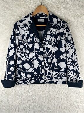 Averardo Bessi Floral Print Button-Front Blazer - Blue & White